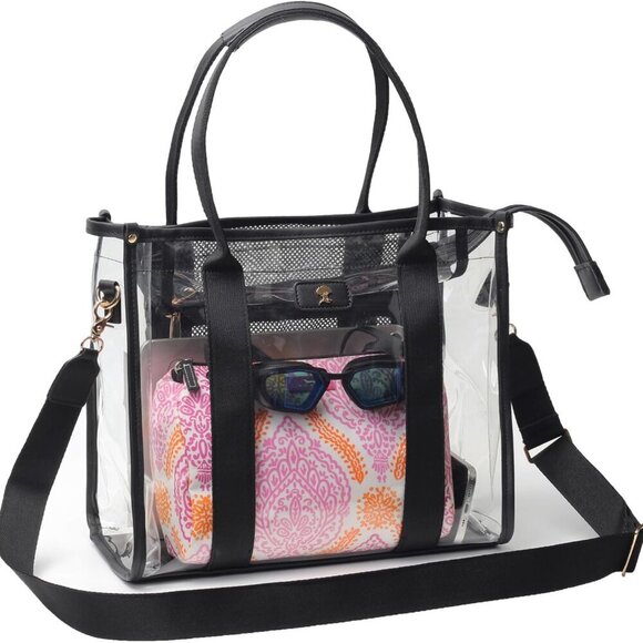 Large Clear Tote Bag Waterproof Durable Stadium Approved Crossbody - Picture 1 of 7